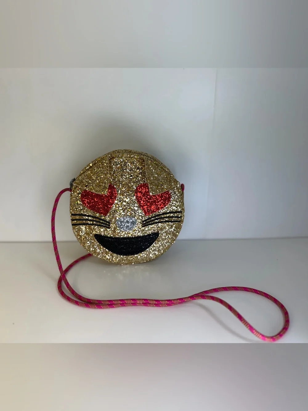 Crewcuts Gold Glitter Heart-Eyes Emoji Mini Crossbody 😍